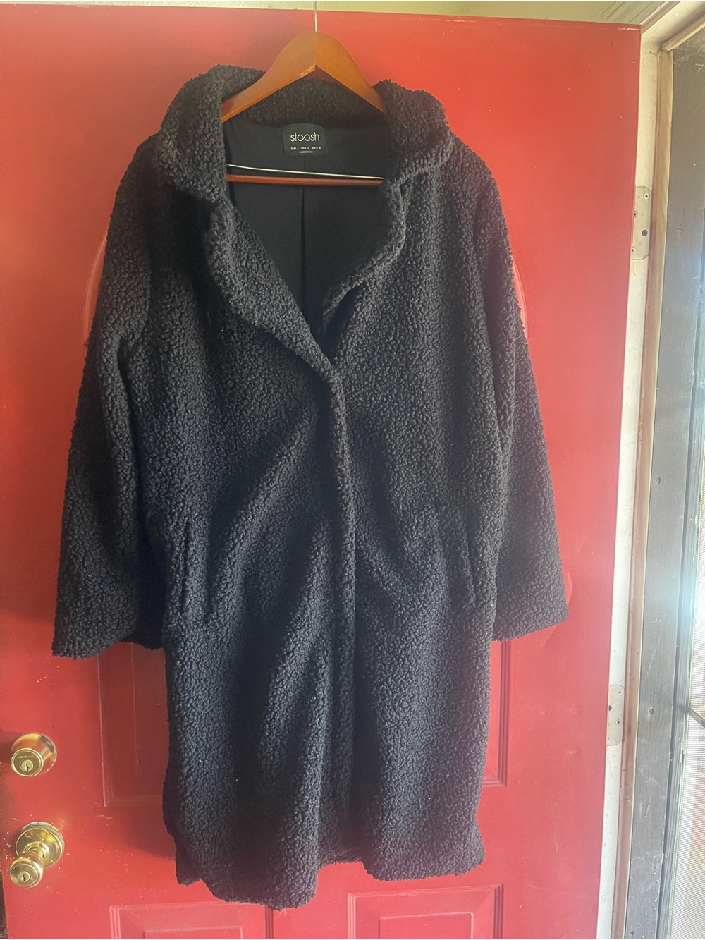 Stoosh Black Faux Shearling Teddy Coat